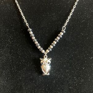 Handcrafted Owl Pendant Necklace | Silver Tone Chain | 19”